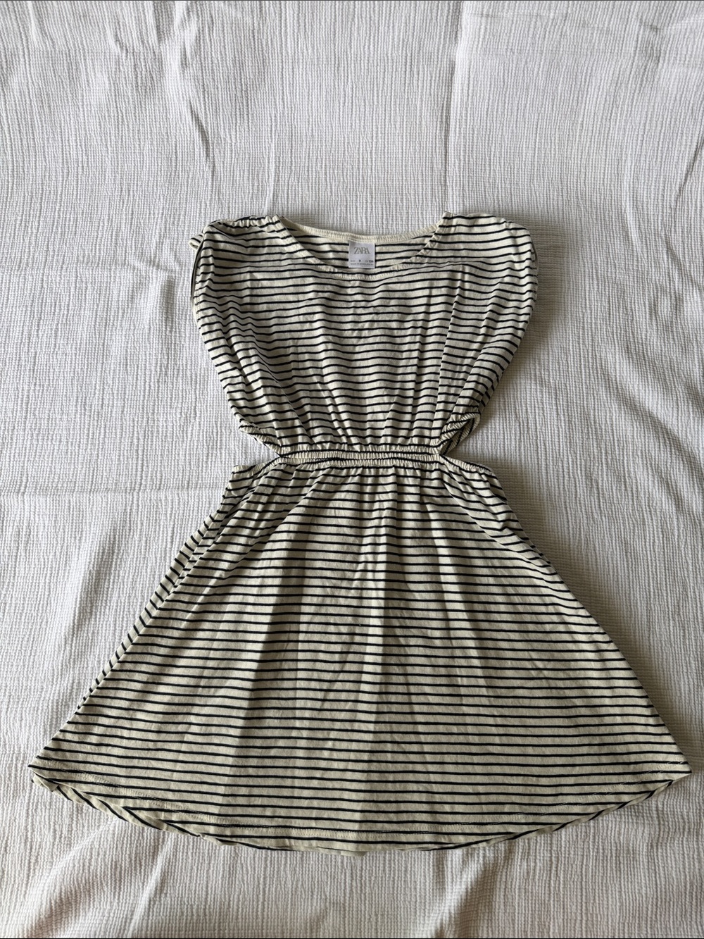 Zara Cotton Navy and Cream Striped Girls' Dress